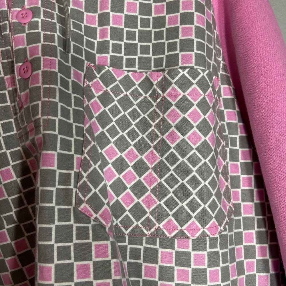 Levi's Hoodie Pullover Checkered Print Pink Gray Long Sleeve Menswear Casual - Picture 6 of 10